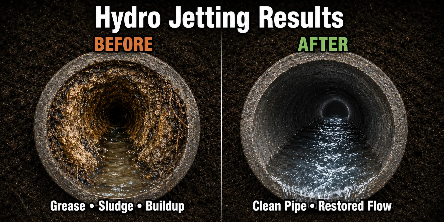 Arlington Virginia Hydro Jetting Before After